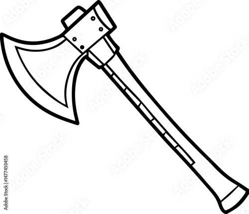 axe outline vector illustration, line art