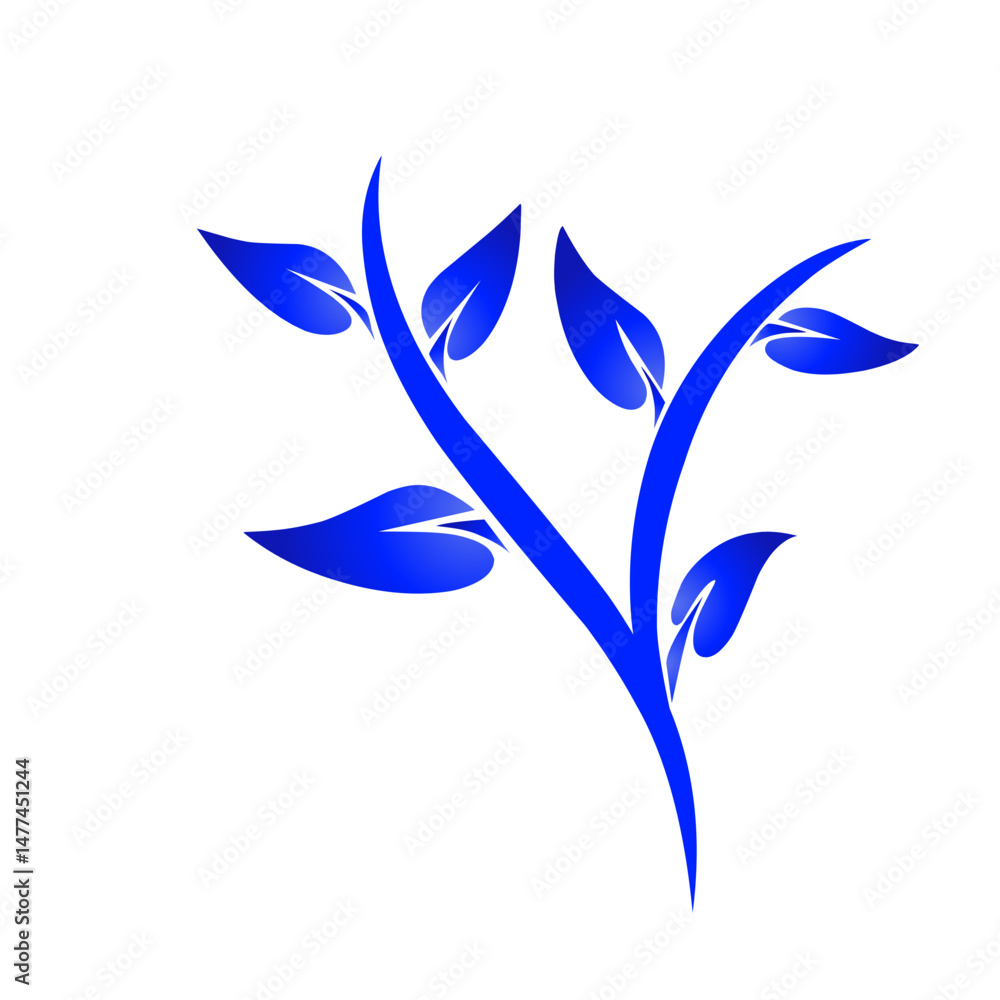 Fototapeta premium Stylized botanical design with luminous leaves on stark backdrop illustration