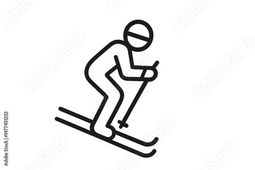 Skiing icon representing a skier in motion on snow-covered slopes during winter sports activities
