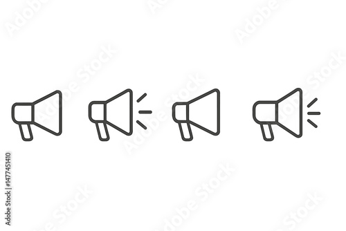 Vector icon representing loudspeakers in different positions for sound and communication symbols in graphic design
