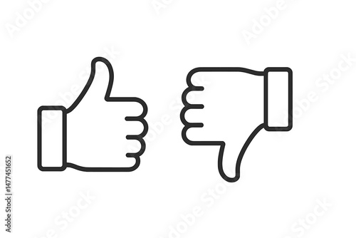 Dual vector icons representing approval and disapproval in a minimalist design suitable for various applications