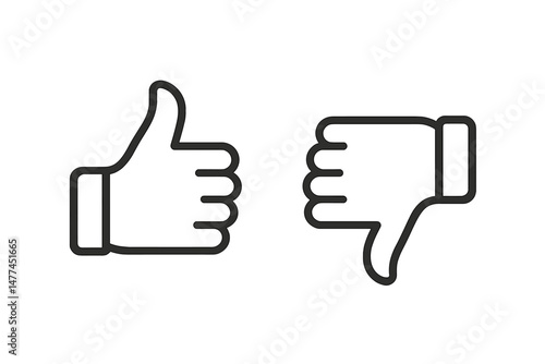 Icon representing approval and disapproval gestures with clear outlines for easy recognition in various contexts