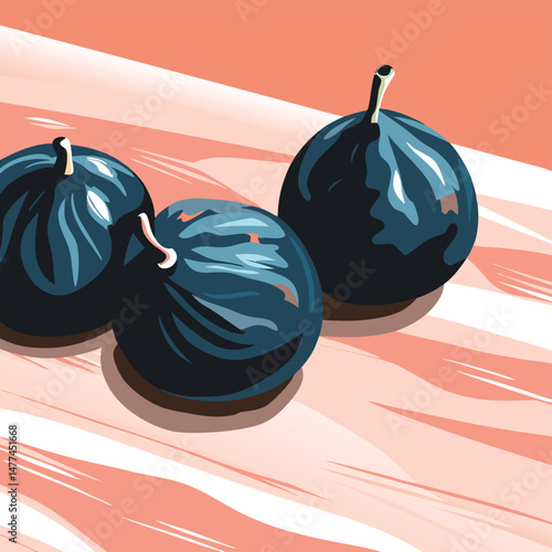 figs, fresh figs	, figs scrubs sale	, figs sale	, Vector Illustration of Whole and Cut Figs, Hand-drawn Style Figs Fruit Art