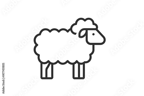 Cute vector icon of a sheep with a fluffy coat and friendly expression suitable for various design projects