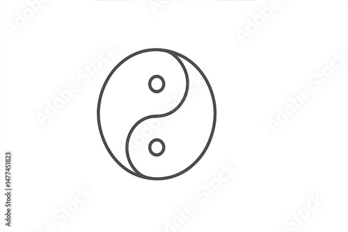 Vector icon representing the concept of duality and balance in a simple design featuring yin and yang symbols