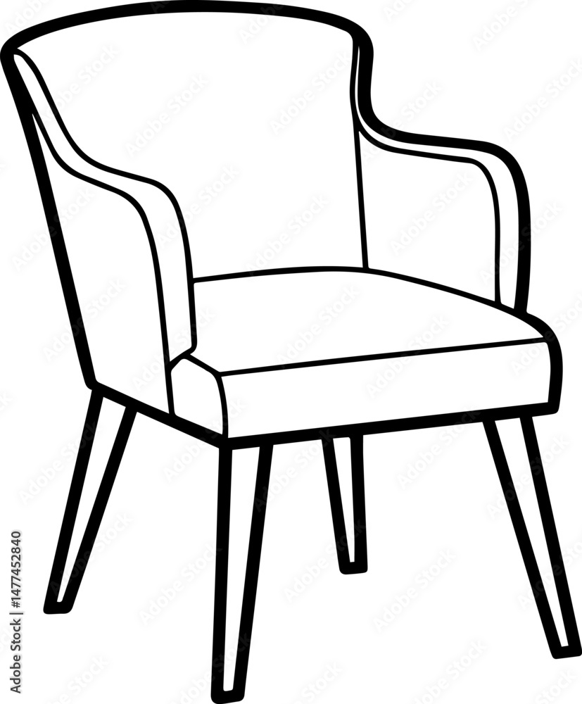 chair outline vector illustration, line art chair outline vector illustration, line art