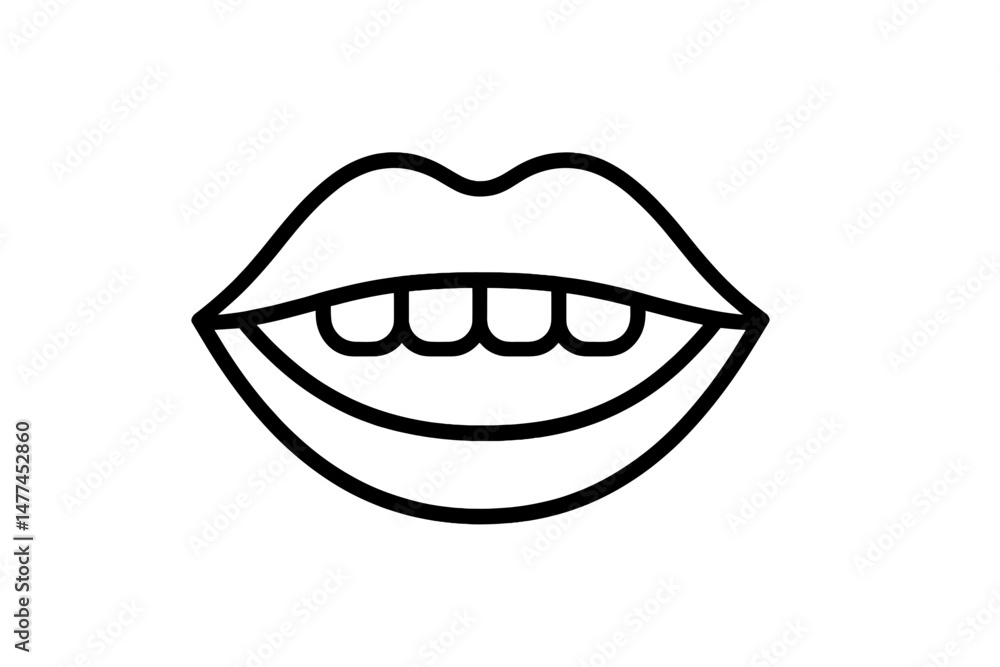 Obraz premium Simple vector icon of a smile with clear teeth showcasing joy and positivity in a minimalist style