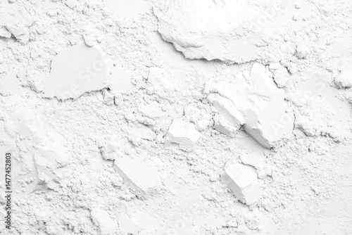 A textured surface of crumbled white powder.  Small, irregular fragments and crevices are visible