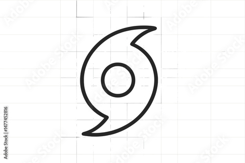 Hurricane vector icon representing a weather phenomenon with swirling winds and a central eye formation