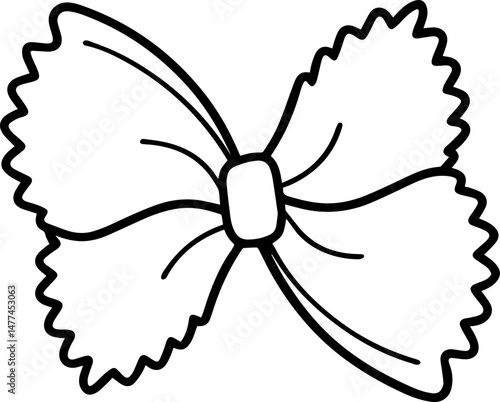 farfalle outline vector illustration, line art