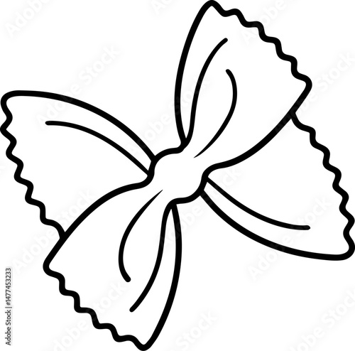 farfalle outline vector illustration, line art