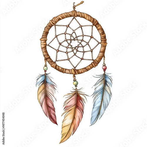 Cute cartoon watercolor A dreamcatcher