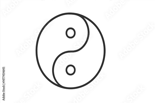 Symbol of balance represented by a vector icon featuring yin and yang elements in a simple black and white design
