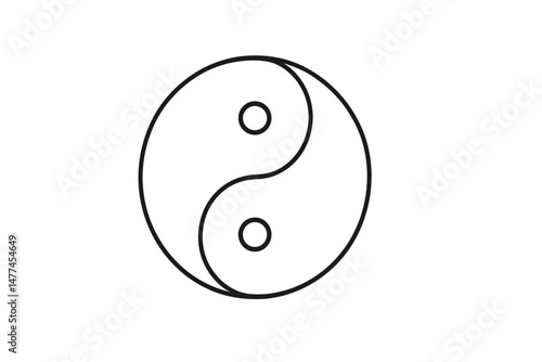 Symbol representing balance and harmony featuring the yin yang design in a minimalist vector style suitable for various applications