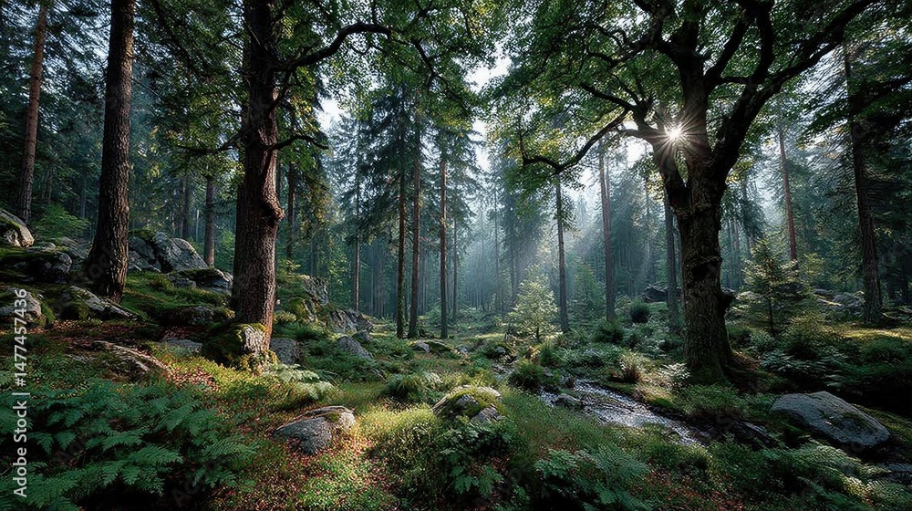 Fototapeta premium Forest sunlight path