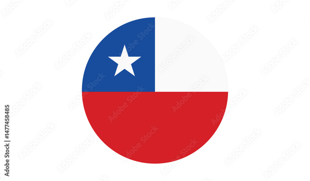 Chile as round glossy icon, Chile flag - circle vector flag isolated on checkerboard transparent background. EPS10 Chile as round glossy icon, Chile flag - circle vector flag isolated on checkerboard transparent background. EPS10