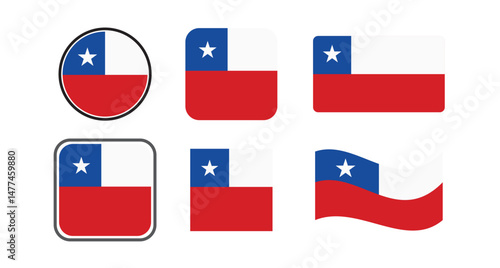 Chilean flag icon set on white background, eps10
