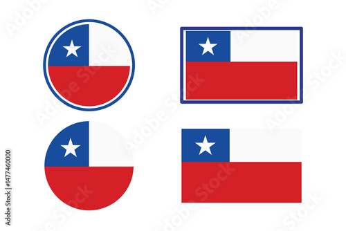Circle and  rectangle chile flag with icon vector isolated on white background. EPS10