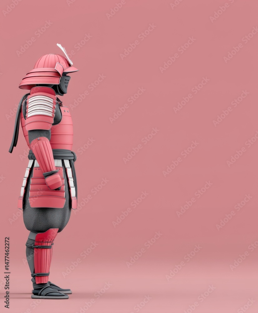 Naklejka premium Elegant Pink Samurai Armor Display