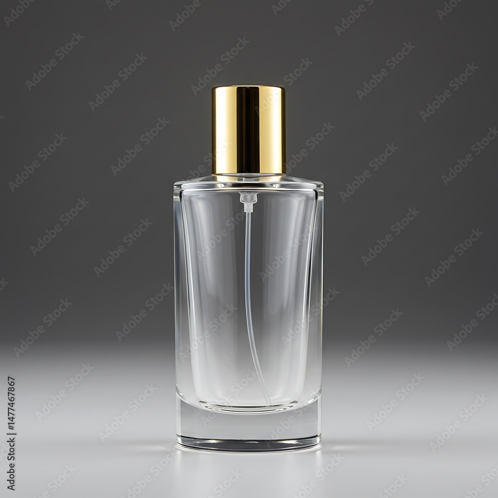 Naklejka premium Elegant perfume bottle with golden cap isolated background