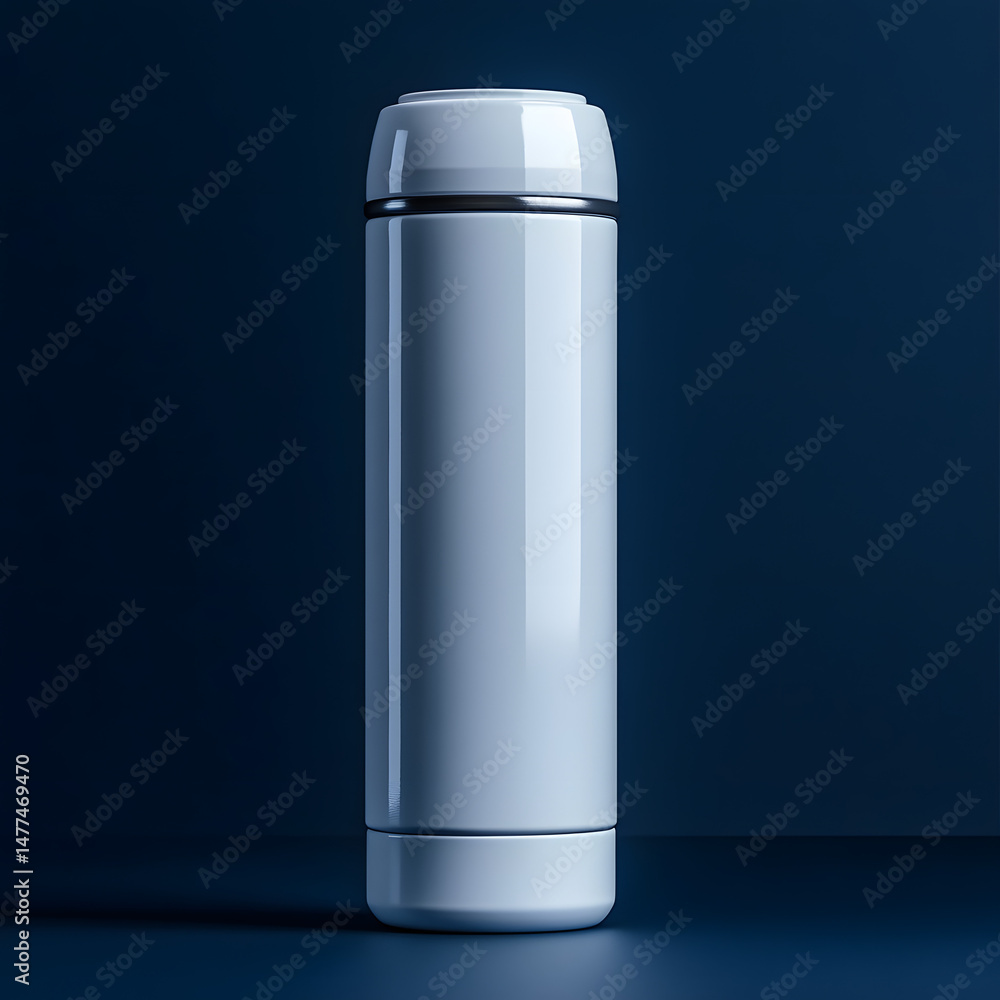 White thermos bottle on blue background (1) White thermos bottle on blue background (1)
