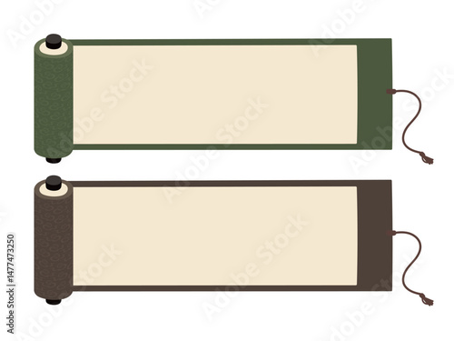 柄入りのシンプルで可愛い手描きの巻物のイラストセット