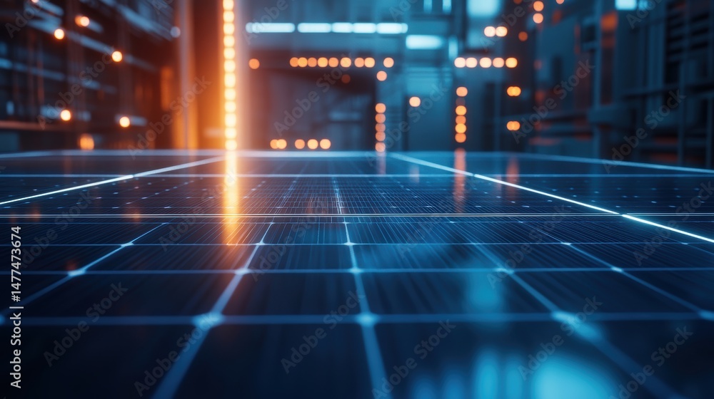 Futuristic solar panel technology close-up.