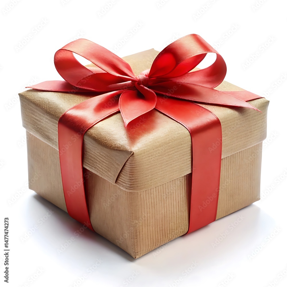 Obraz premium Gift box tied ribbon isolated on white background