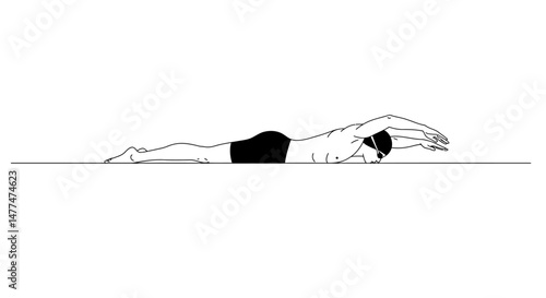 Minimalist line art of a leg with a black sock resting