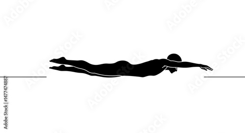 Simple Silhouette of Extended Human Legs in a Horizontal Position