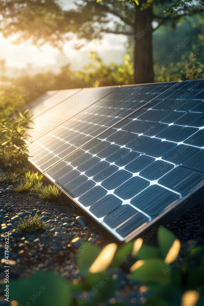 Solar panel harnessing sunlight in nature.