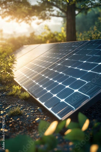 Obraz na płótnie Solar panel harnessing sunlight in nature. w salonie