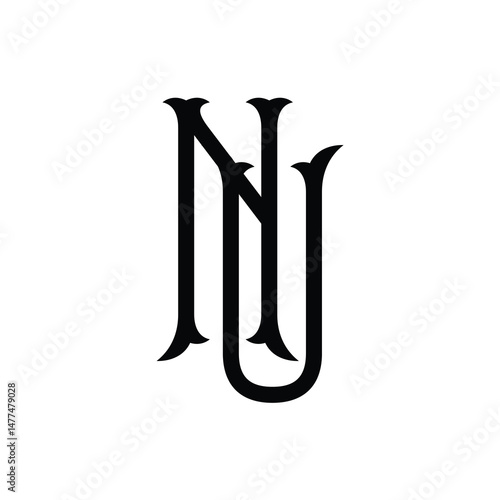NU monogram logo design letter text name symbol monochrome logotype alphabet character simple logo