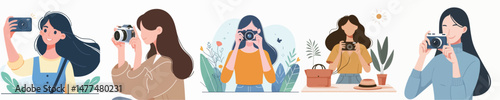 vector character woman taking pictures