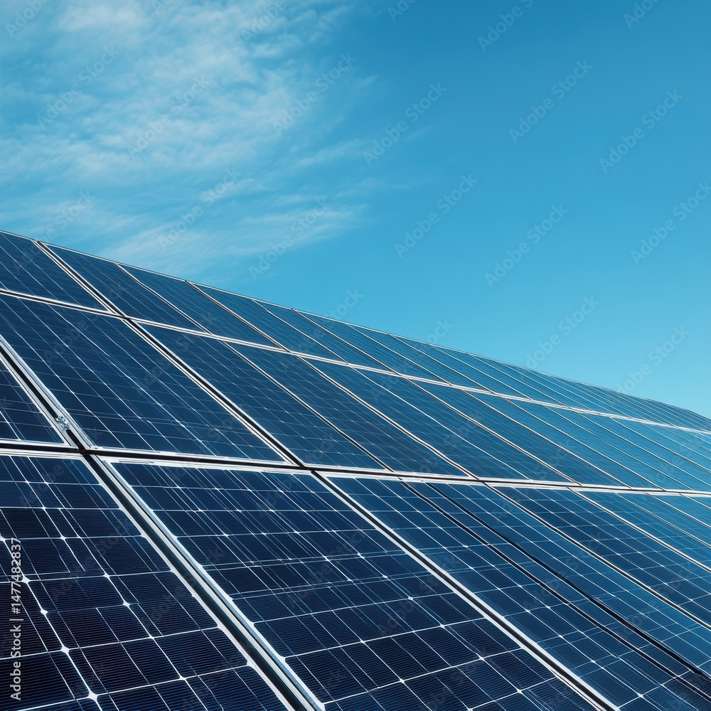 Solar panels harnessing clean energy from sunlight.
