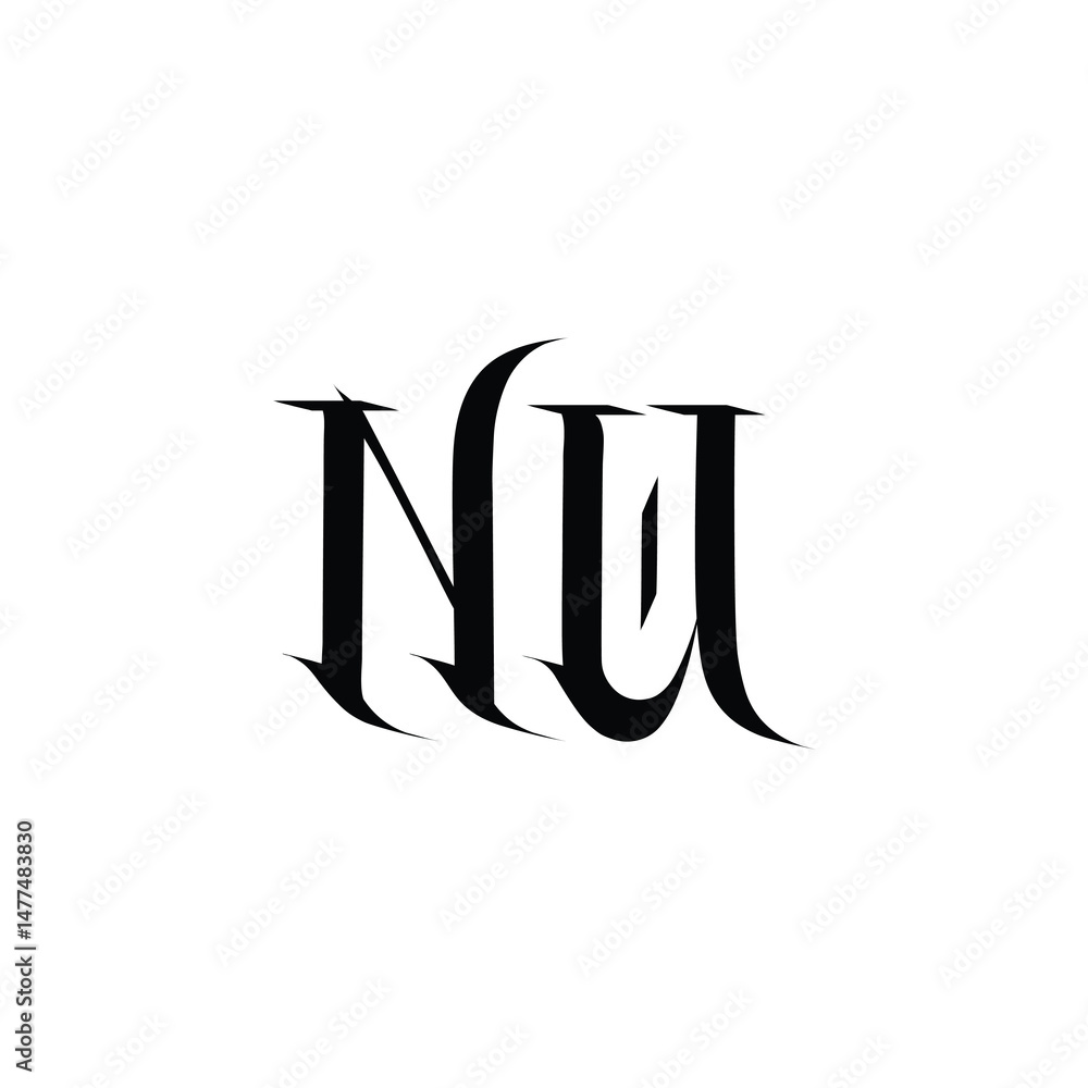 NU monogram logo design letter text name symbol monochrome logotype alphabet character simple logo NU monogram logo design letter text name symbol monochrome logotype alphabet character simple logo
