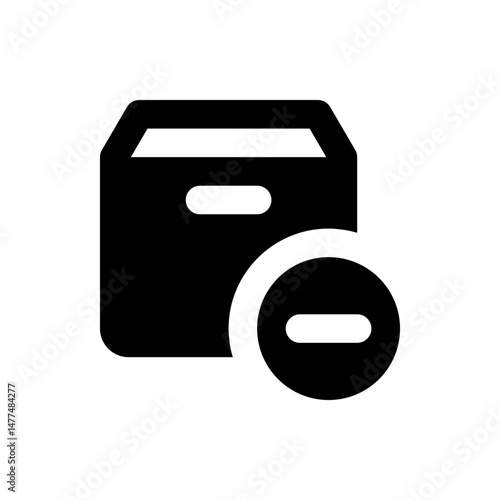 Illustration of a black archive box with a minus symbol indicating removal or deletion operation present