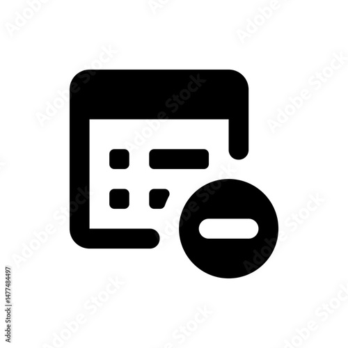 Illustration of a calendar icon with a minus sign indicating removal or deletion of an event or task