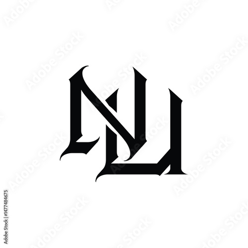 NU monogram logo design letter text name symbol monochrome logotype alphabet character simple logo