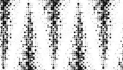 Black and white halftone pattern with pixel effect for modern background. Easily resized and recoloured at your discretion. Vector Format Illustration 