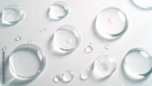 透明な水滴のスキンケアイメージの美しい背景テクスチャ　
