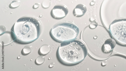 透明な水滴のスキンケアイメージの美しい背景テクスチャ　

