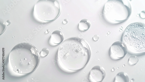 透明な水滴のスキンケアイメージの美しい背景テクスチャ　
