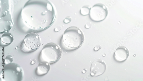 透明な水滴のスキンケアイメージの美しい背景テクスチャ　
