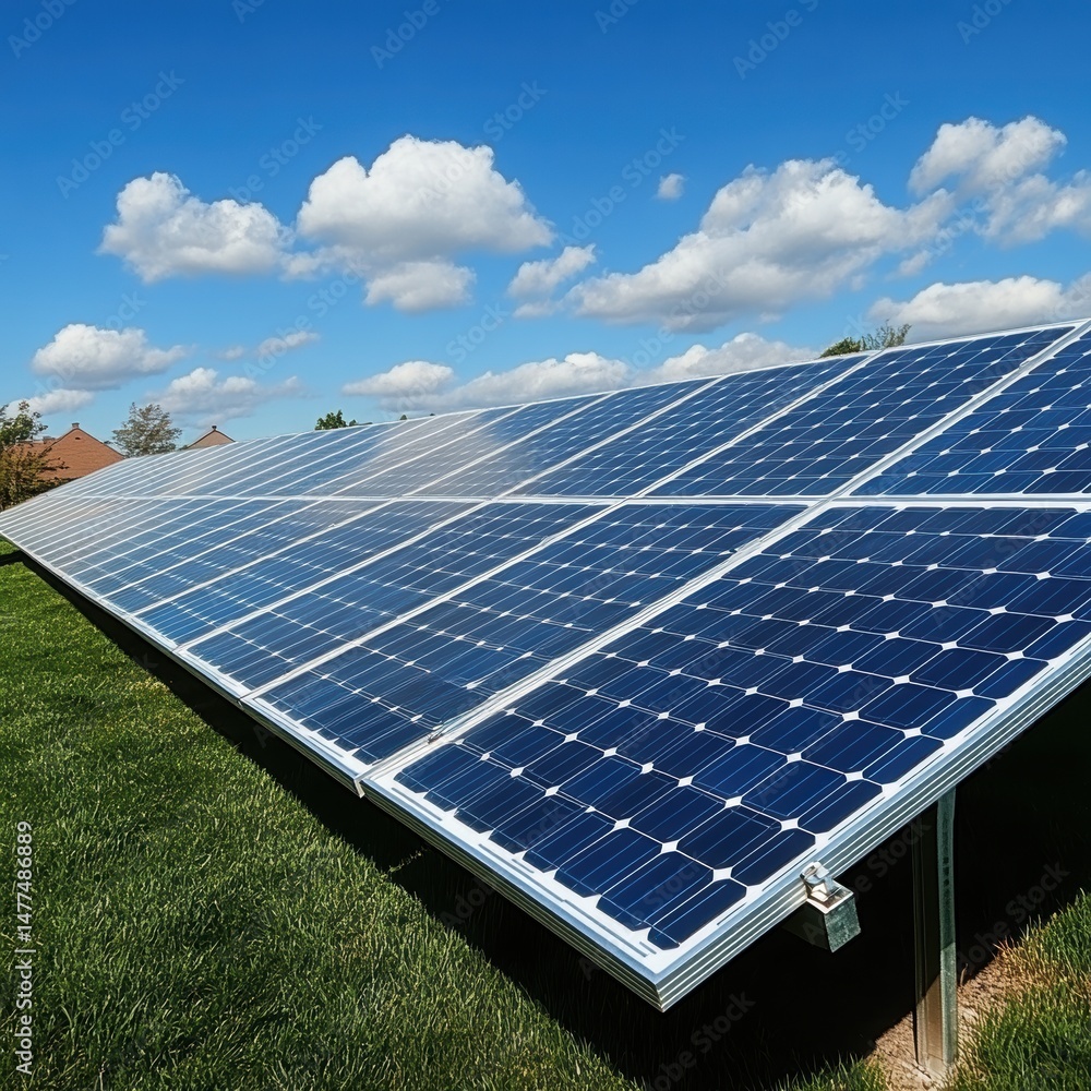 Solar panels harnessing renewable energy source.