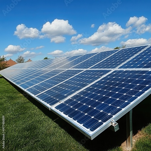Obraz na płótnie Solar panels harnessing renewable energy source. w salonie