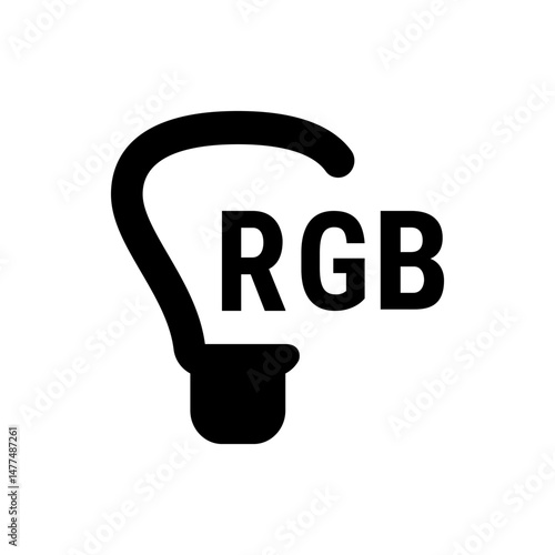 Black lightbulb with rgb text inside the bulb design representing color model and digital imaging concept