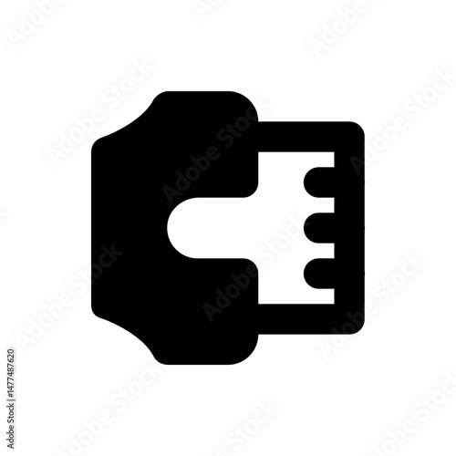 Black and white graphic of a fist holding a plug with three prongs in a simple vector illustration