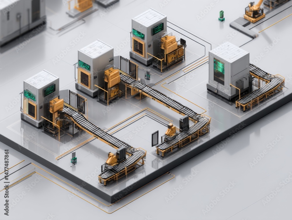 Fototapeta premium 5Genabled factory automation with highspeed data transfer visualization