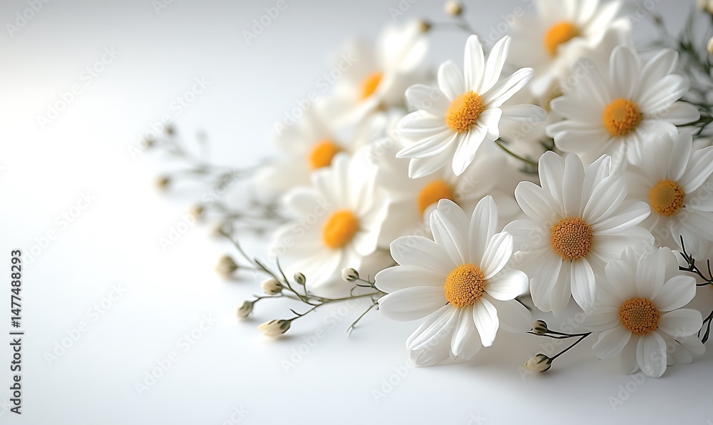 Obraz premium A bouquet of white chamomile flowers on a white background